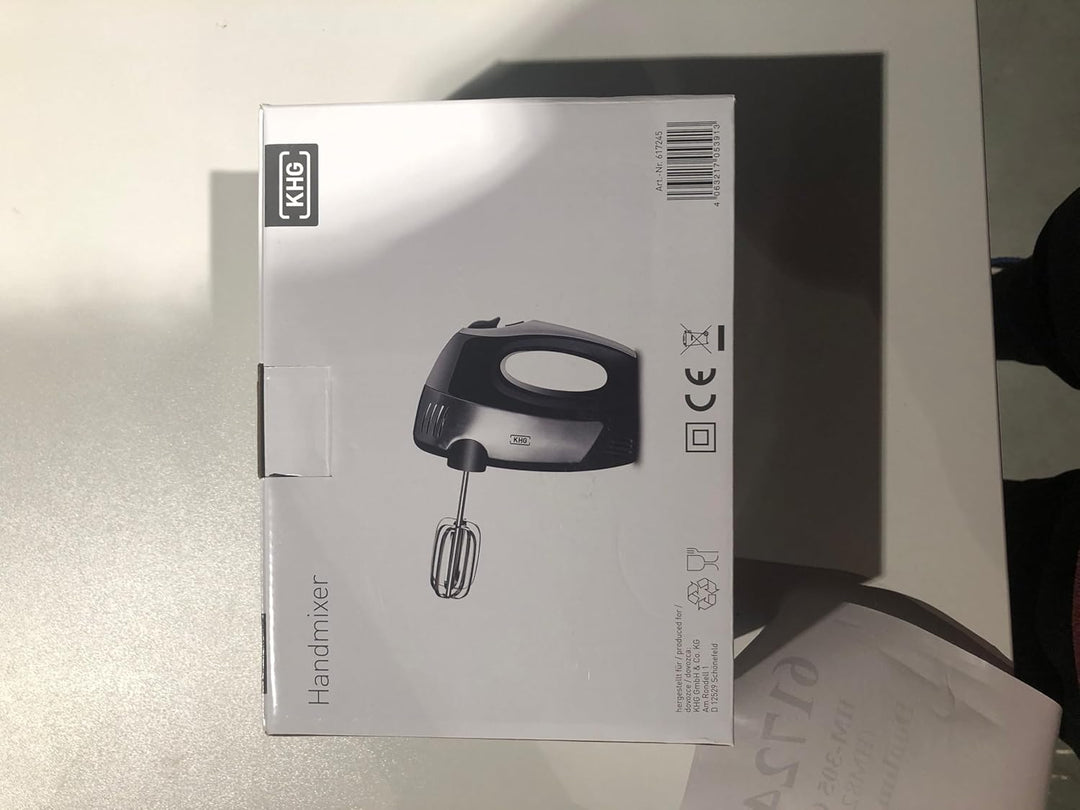 KHG Elektrischer Handmixer HM-305 SE Edelstahl 300 Watt | Handrührer mit 5 Geschwindigkeiten und Tur