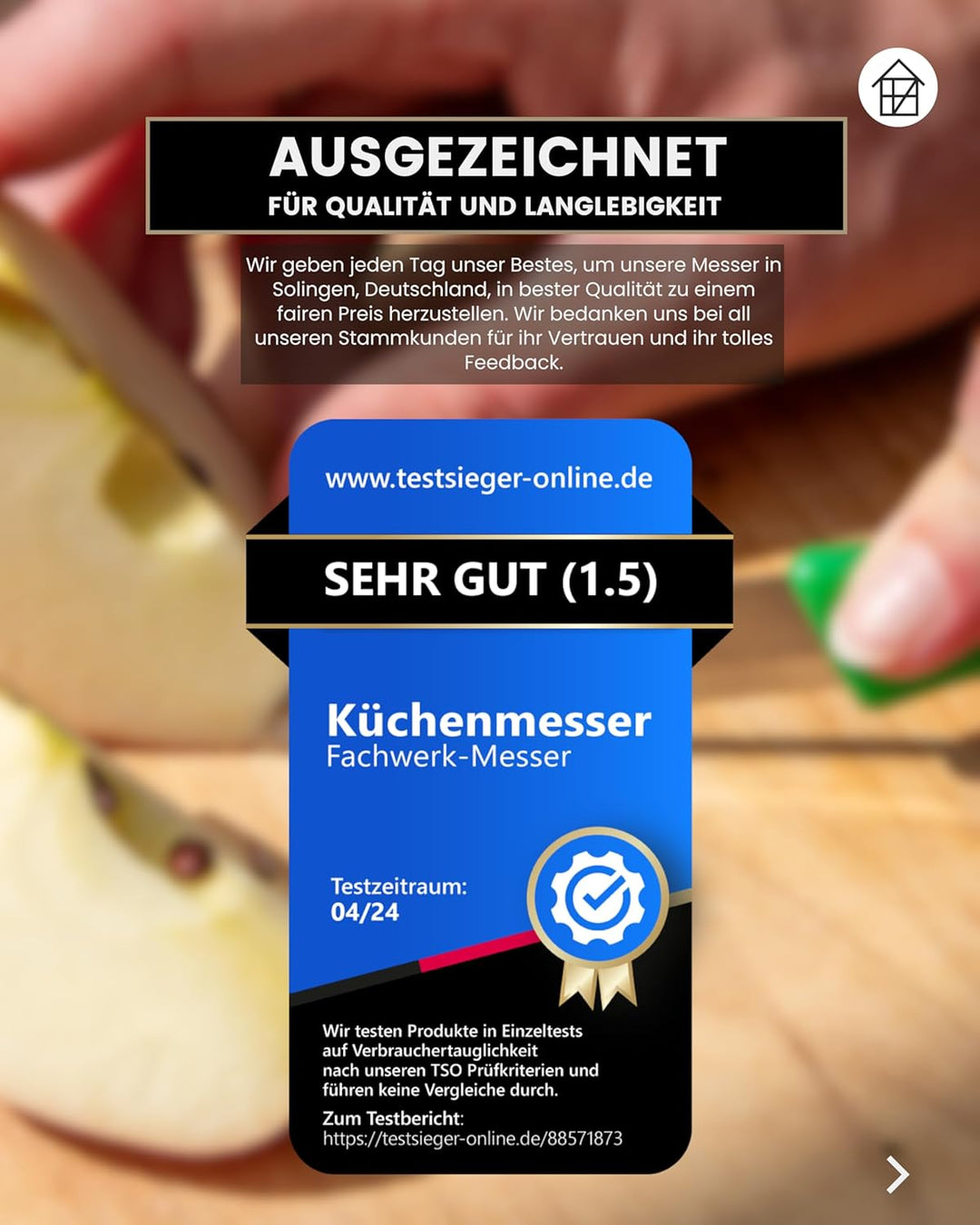 Fachwerk Gemüsemesser 4er Set – Küchenmesser mit 7,5cm Klinge, Schälmesser aus rostfreiem Edelstahl
