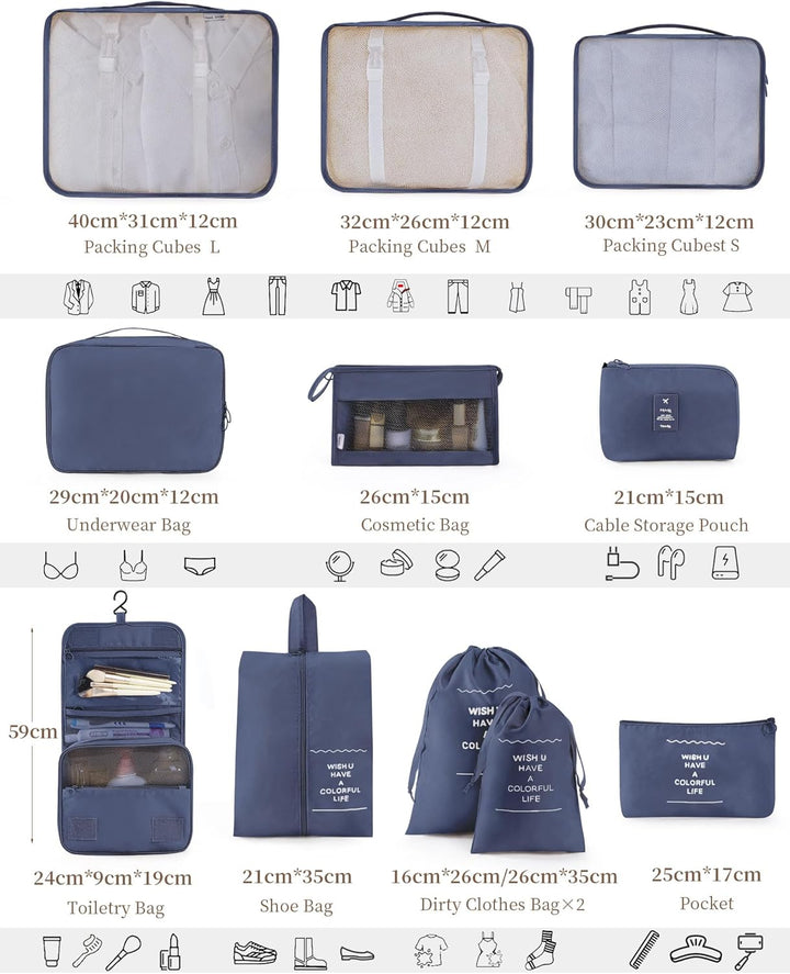 Anjing koffer Organizer 11-teilig, Packing Cubes, leichte Reisegepäck-Organizer, platzsparend, wasse