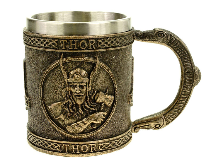 Vogler 816-932 Wikinger Krug Thor mit Metalleinsatz Becher Odin Nordmänner