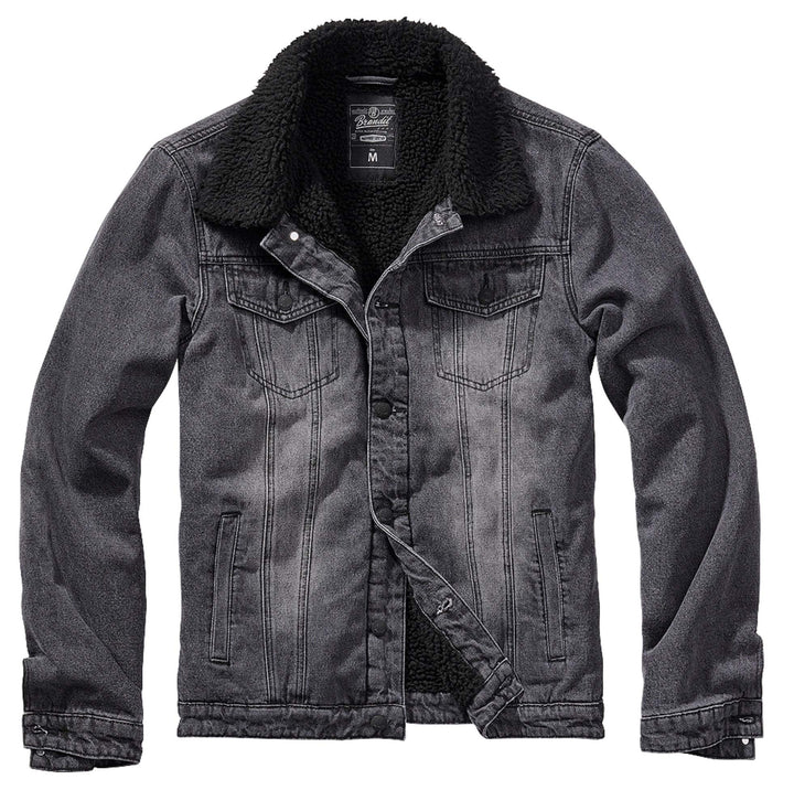 Brandit Herren Sherpa Denim Jacket S Schwarz, S Schwarz
