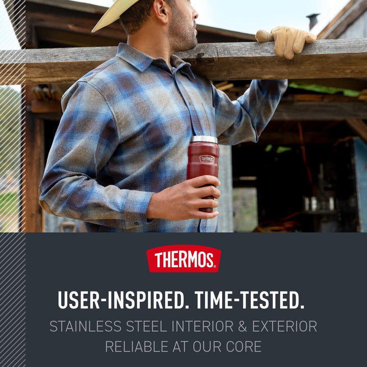 Thermos Stainless King 16 Ounce Travel Tumbler, Stainless Stee Matter Stahl, Matter Stahl