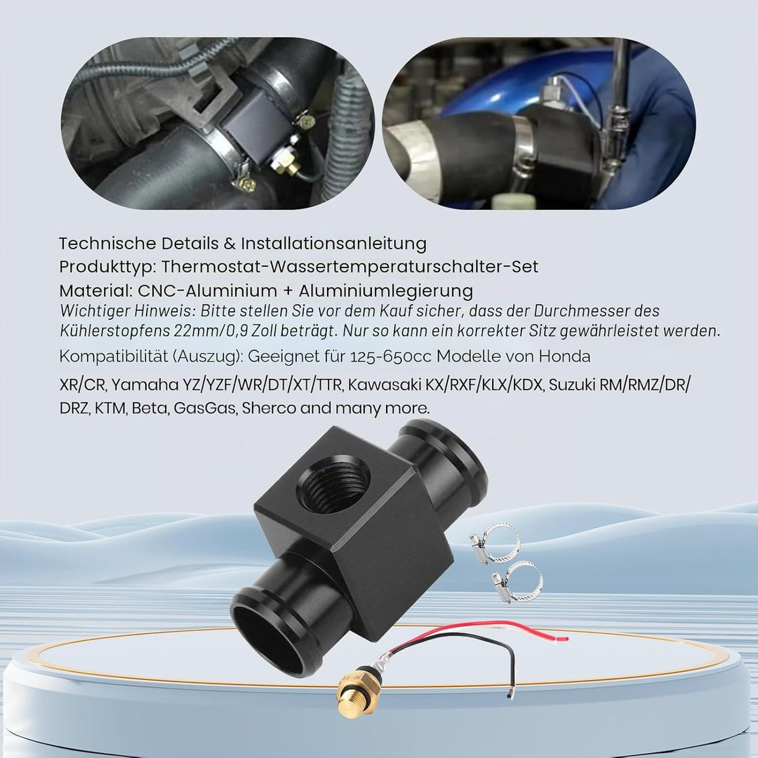 Aramox Thermostat Wasserkühler Temperaturschalter Kühlerlüfter Temperatursensor für Motorrad ATV Off