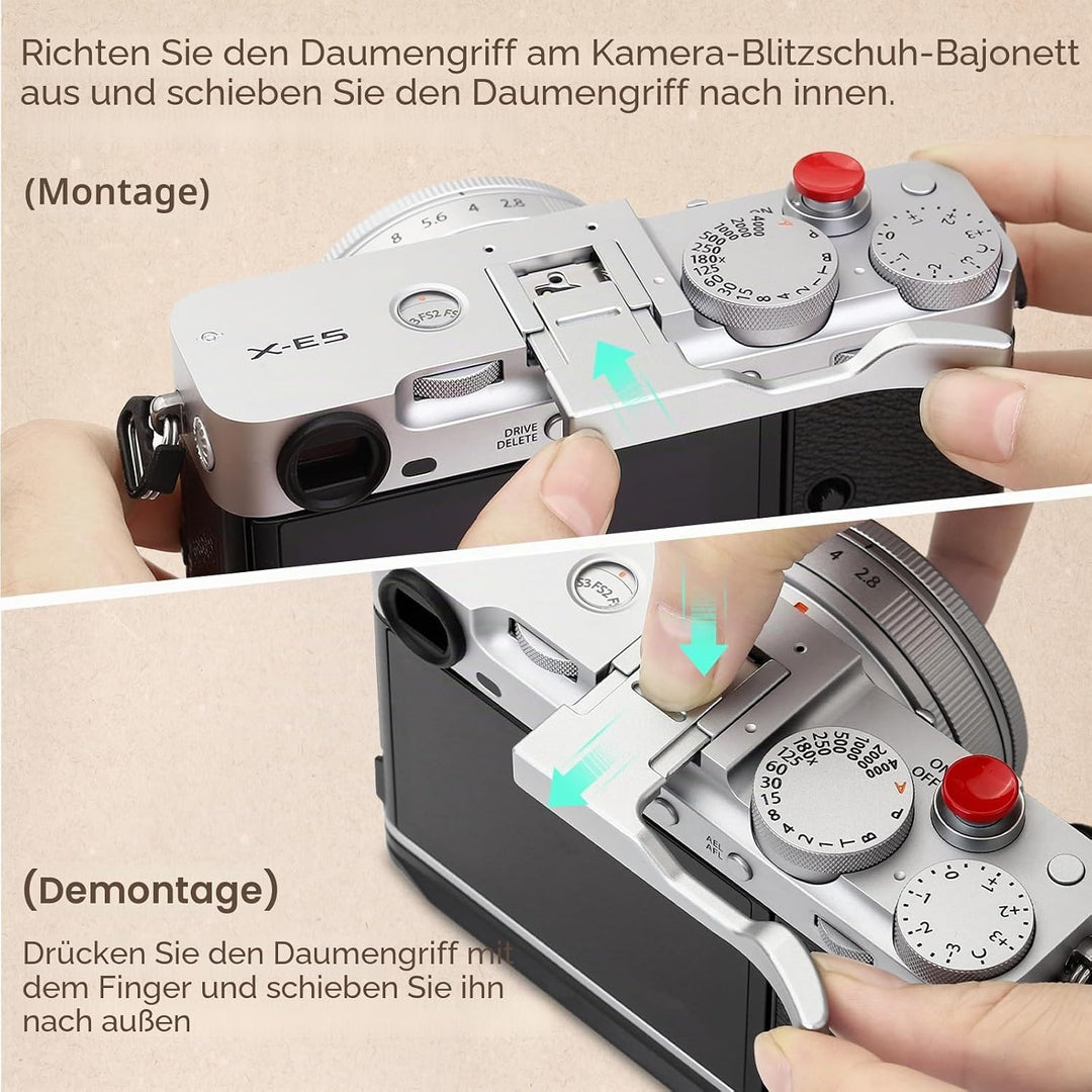 Haoge THB-XE5-S Daumen-Up-Griff für Fujifilm X-E5 Kameragehäuse, digitales Zubehör, Metall, Blitzsch