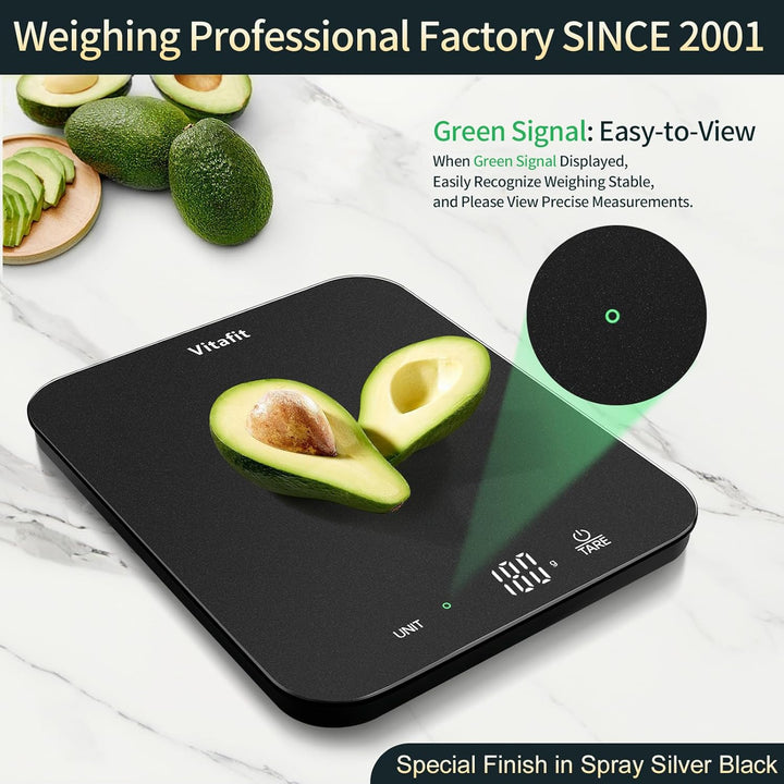 Vitafit 15kg Küchenwaage Digital mit Hoher Präzision 1g, Waagen-Profifabrik SEIT 2001, Digitalwaage