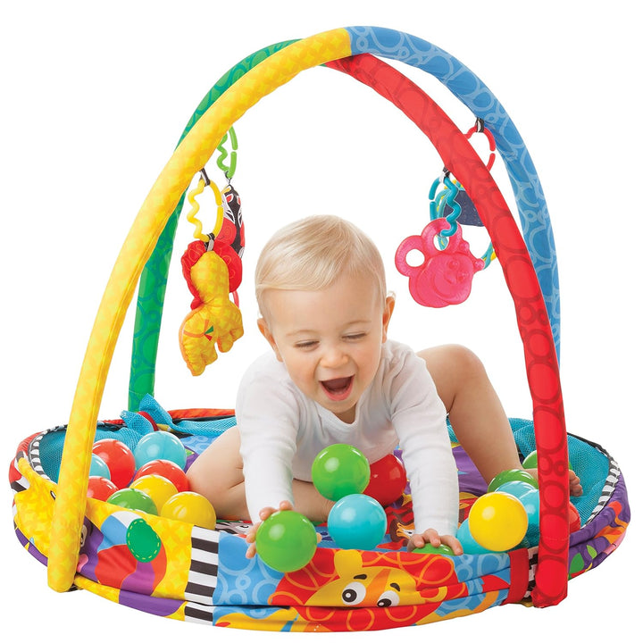 Playgro 0184007 4in1 Erlebnis-Bällebad und Spielmatte, mehrfarbig