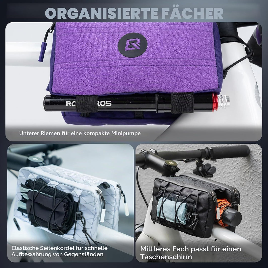 ROCKBROS Rahmentasche Fahrradtasche Oberrohr Schlankes Design mit Elastischer Seitenschnur, Fahrrad