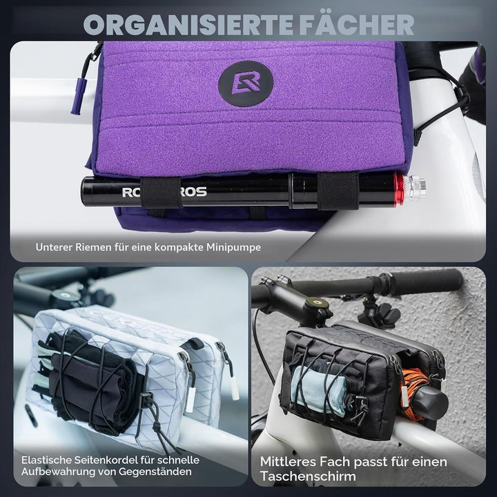 ROCKBROS Rahmentasche Fahrradtasche Oberrohr Schlankes Design mit Elastischer Seitenschnur, Fahrrad