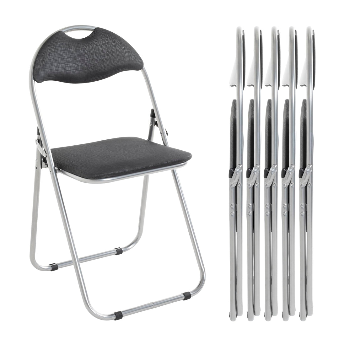 HAKU Möbel Klappstuhl 6er Set, Rücken gepolstert, alu-schwarz, B 44 x T 47 x H 80 cm