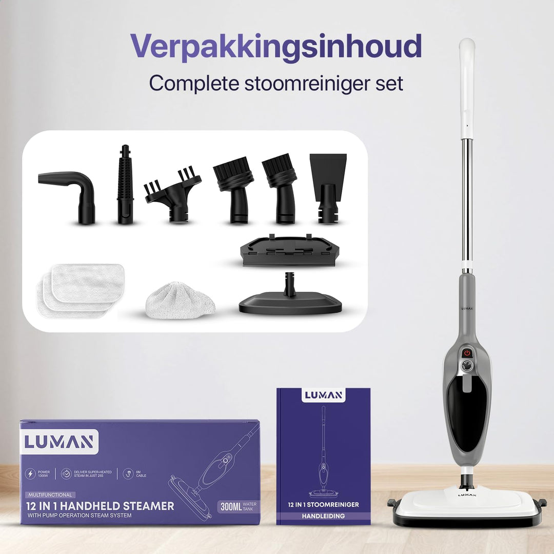 LUMAN 12 in 1 Dampfreiniger Ein Handdampfer V1 - Teppichreiniger - Fleckenreiniger - Mit anpassbarer