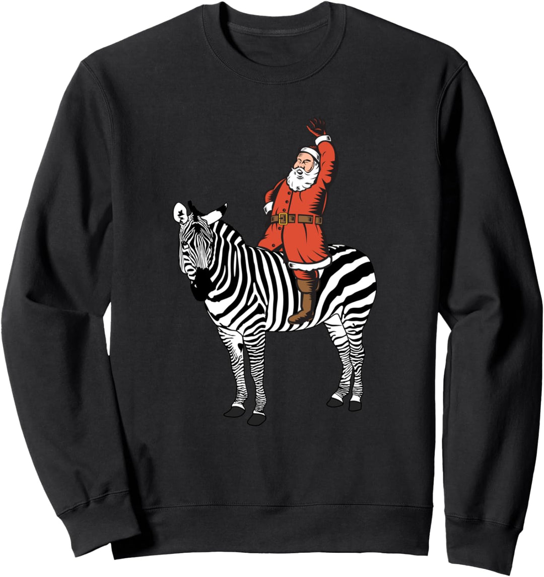 Santa Clause on a Zebra ugly Christmas Sweater Sweatshirt