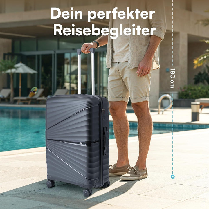 Xonic® Hartschalenkoffer XL für 100L - Bruchsicherer Rollkoffer Polypropylen mit 360° Doppelrollen &