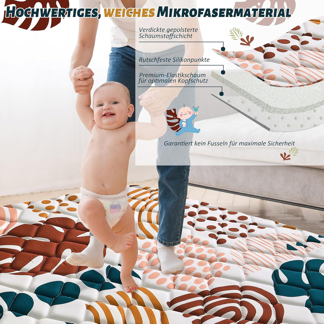 YBIKE Baby Spielmatte, Faltbare Grosse rutschfeste Dicke Baby Krabbelmatte 109x109cm, Tragbare Weich