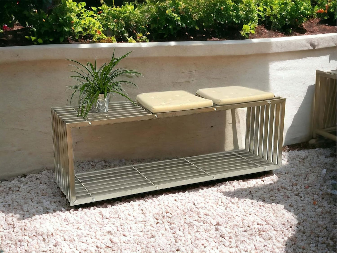 DanDiBo Gartenbank Edelstahl Metall Wetterfest Massiv 150 cm Sitzbank Bank Garten 96429 Parkbank Lam