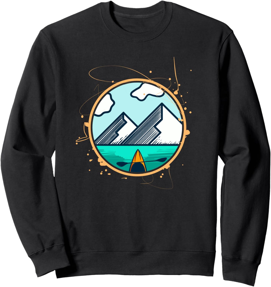 Kajak und Berge Geschenk Sweatshirt