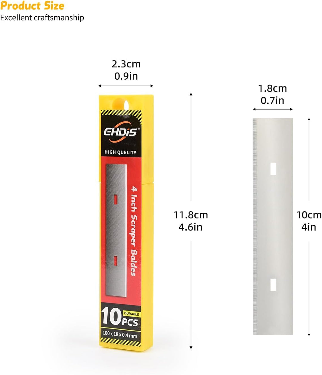 EHDIS 50 Stück Ersatzklinge für Schaber 100mm, Klingen für Farbschaber, Tapetenschaber, Teppichschab