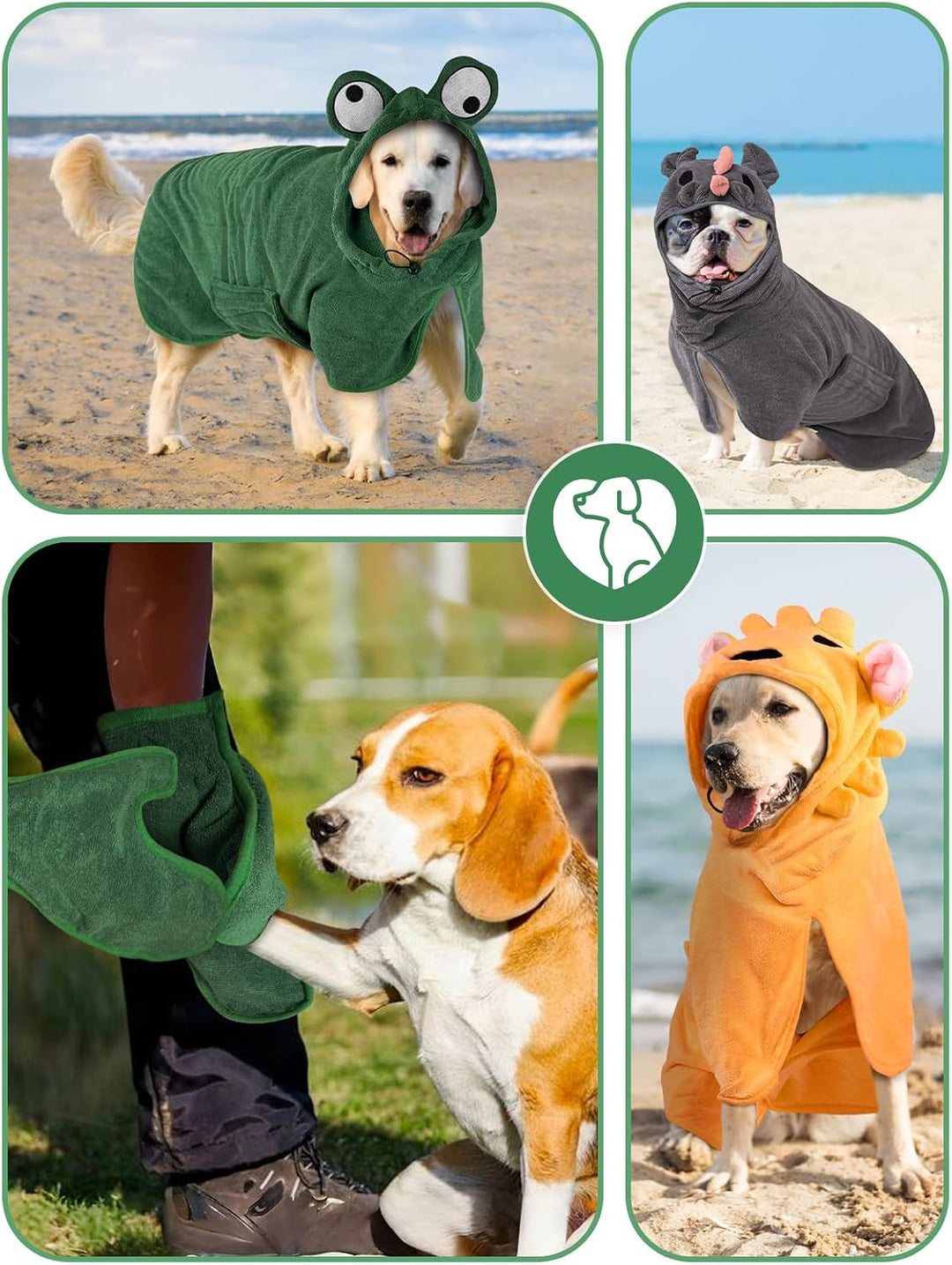 Bademantel für Hunde, Hundebademantel Aus Mikrofaser, Verstellbares Halsband Mit Klettverschluss Sch