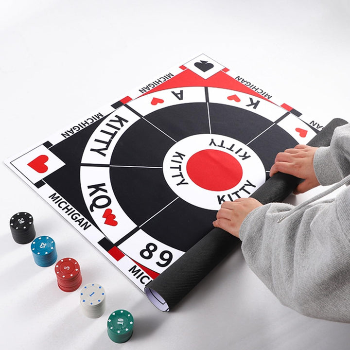 3-in-1 Michigan Rummy Spiel Set, Tripoley mit Filzmatte, 200 Pokerchips, 2 Kartenspielen, Tasche & A