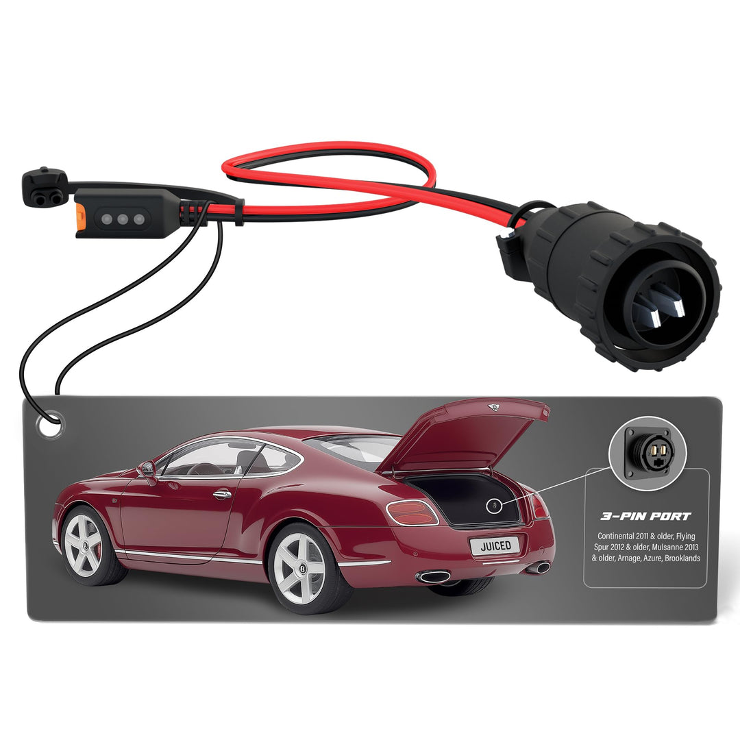 JMR Adapter for Bentley Continental GT Flying Spur Mulsanne Compatible with CTEK (3-Pin Port, with I