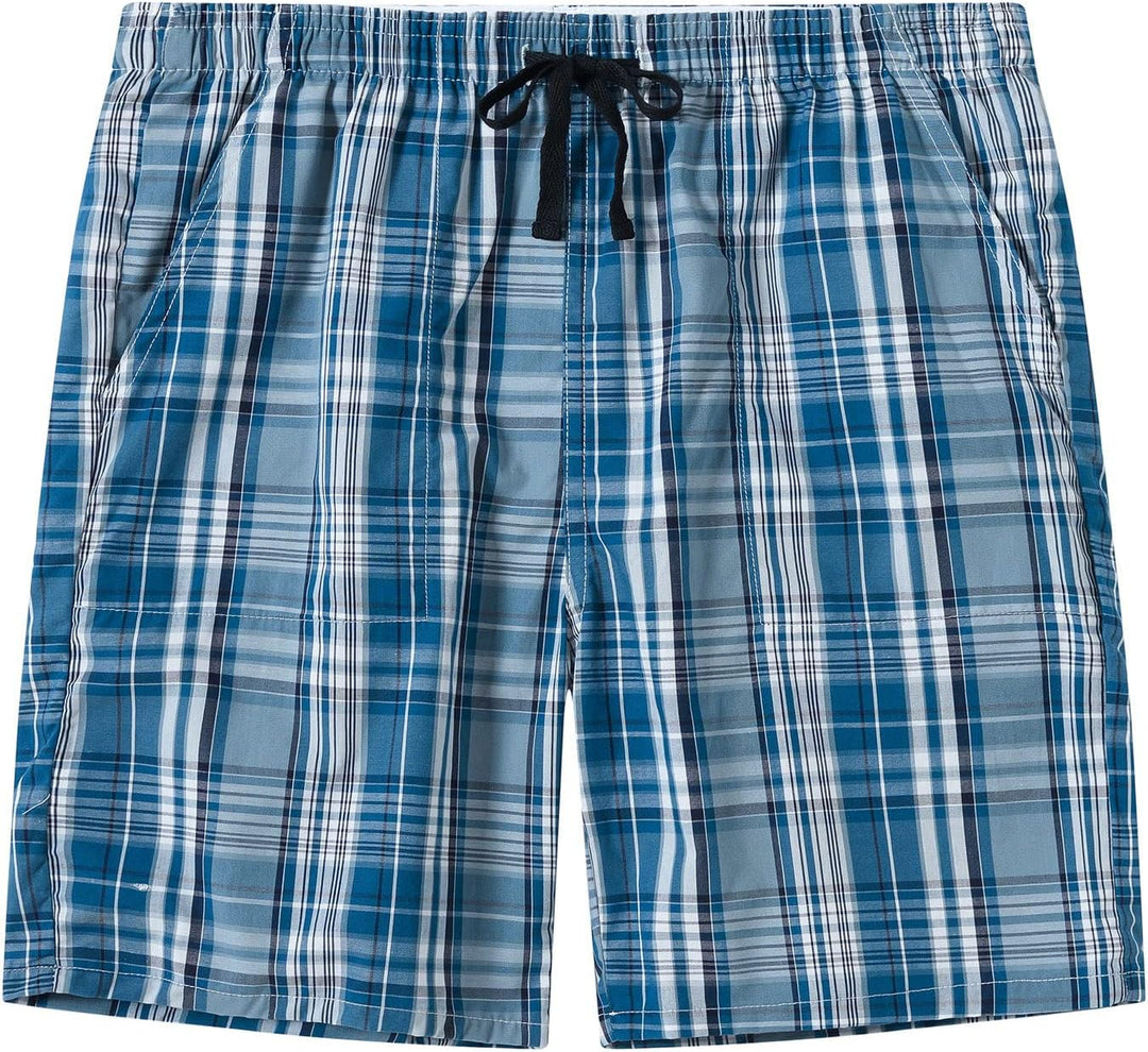 MoFiz Schlafshorts Jungen Baumwolle Kurz Pyjamahose Schlafanzug Karierte Hose Loungewear Nachtwäsche