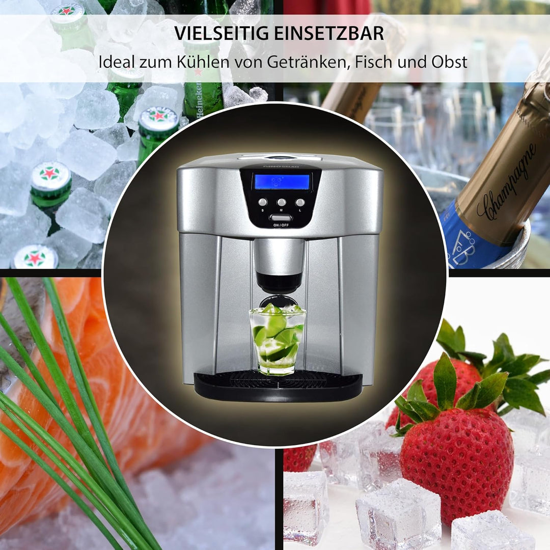 Syntrox Eiswürfelmaschine Flumbia (Display + Spender), 15 kg Eis pro Tag, 3 Eiswürfelgrössen, Robust