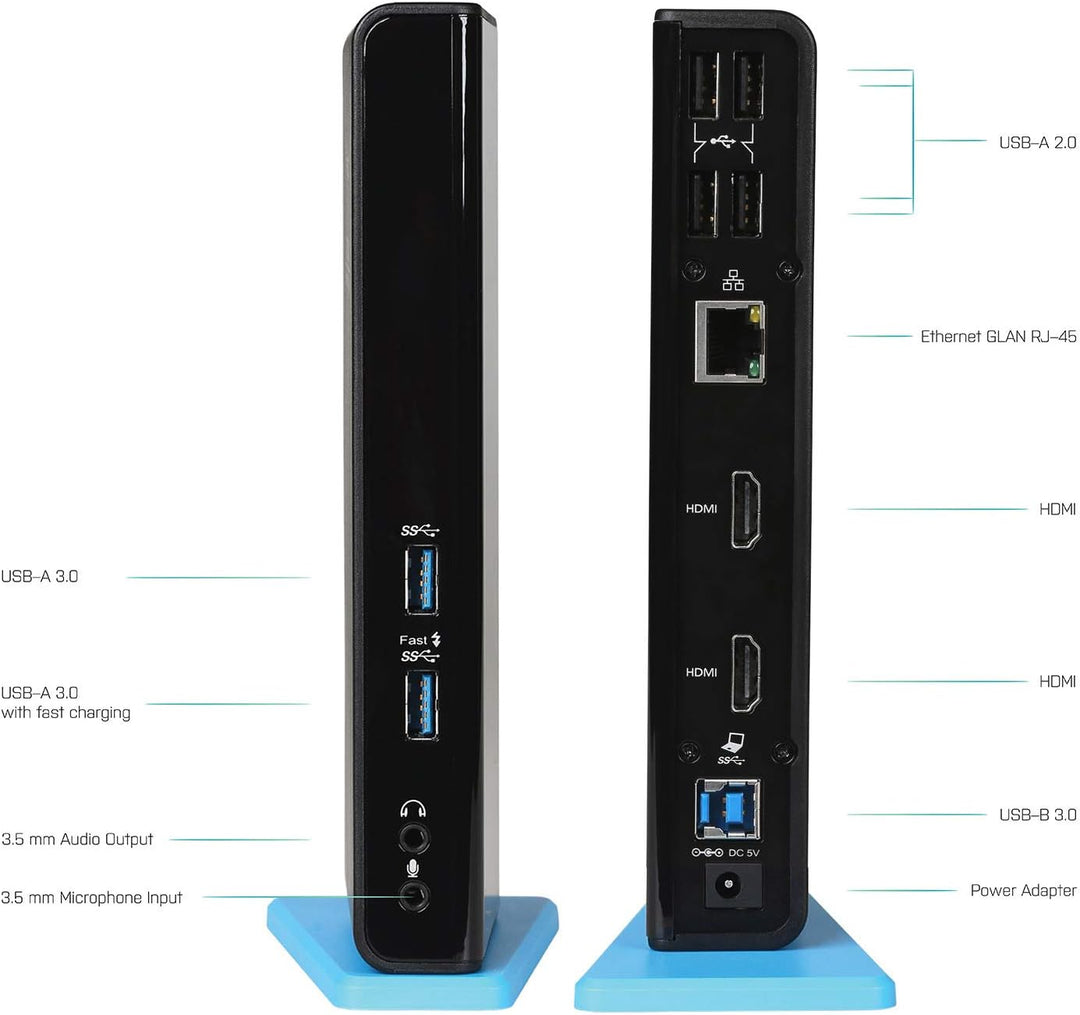 i-tec USB 3.0/USB-C Dual Docking Station – 2X HDMI Full HD+, 4X USB 2.0, 2X USB 3.0, Gigabit Etherne
