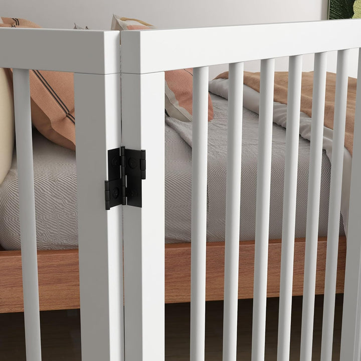 PawHut Absperrgitter Hund 4-teilig 206 x 76 cm Faltbar Türschutzgitter mit 2 Stützfüssen Freistehend