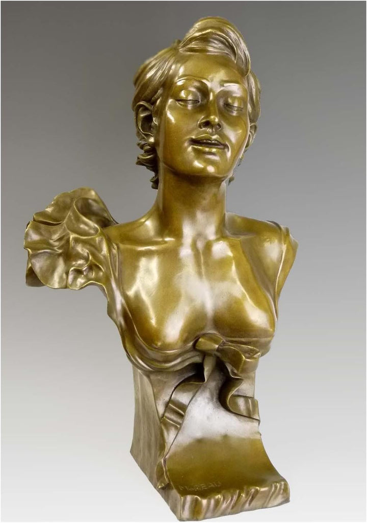 Kunst & Ambiente - Auguste Moreau - Jugendstil Frauen Büste in Bronze - signiert - Deko Figur - Wohn