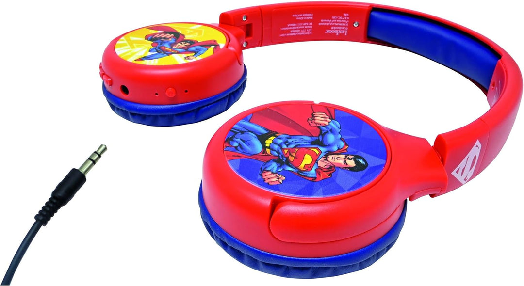 Lexibook - Superman - Kinderkopfhörer 2-in-1 Bluetooth und Kabel – Stereo, kabellos, mit Kabel, laut