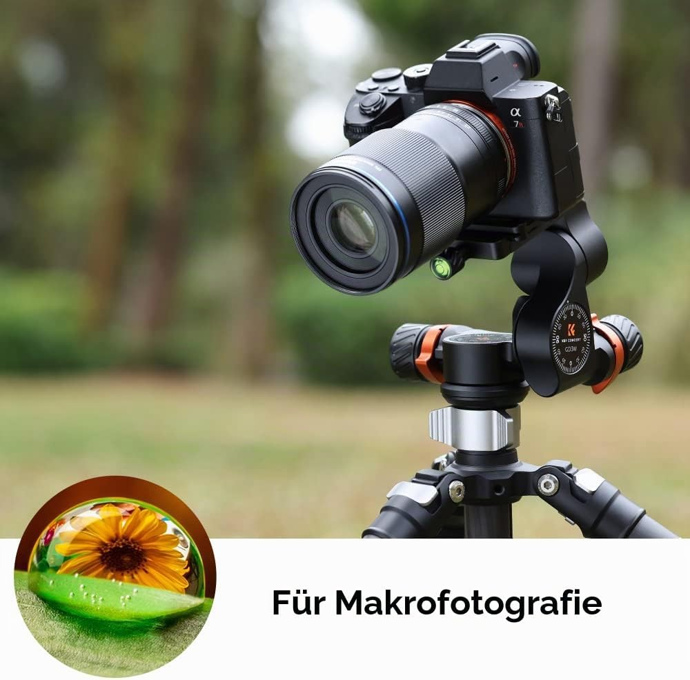 K&amp;F Concept 3-Wege-Neiger, Geared Tripod Head, CNC Process Aluminum Alloy Getriebeneiger für Kameras