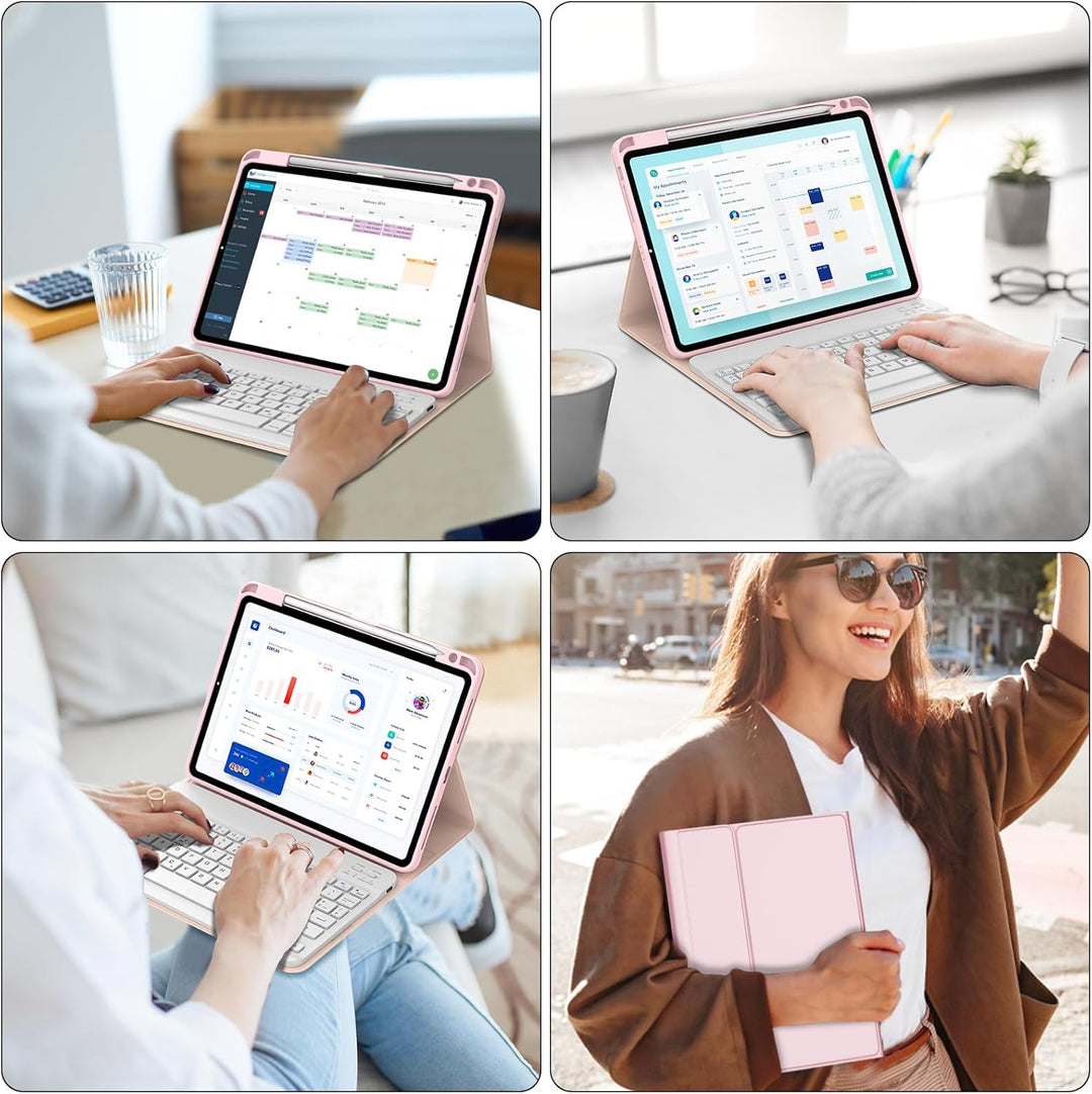 IVEOPPE Tastatur für iPad Air 11” M4 2026/M3 2025/M2 2024, Schutzhülle mit Stifthalter, Hülle mit Bl