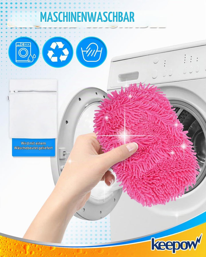 KEEPOW 6 Wiederverwendbare Mikrofaser für Swiffer Bodenwischer Pink, Waschbar &amp; Fusselfrei für Swiff