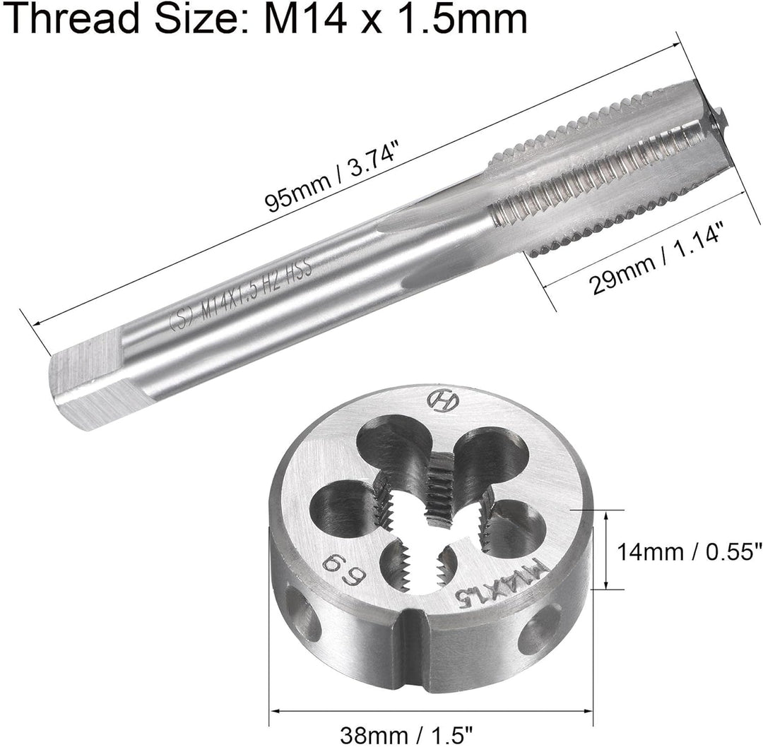 sourcing map Gewindebohrer Schneideisen Set M14 x 1,5mm, Gewindeschneider Schneideisen Set mit Legie