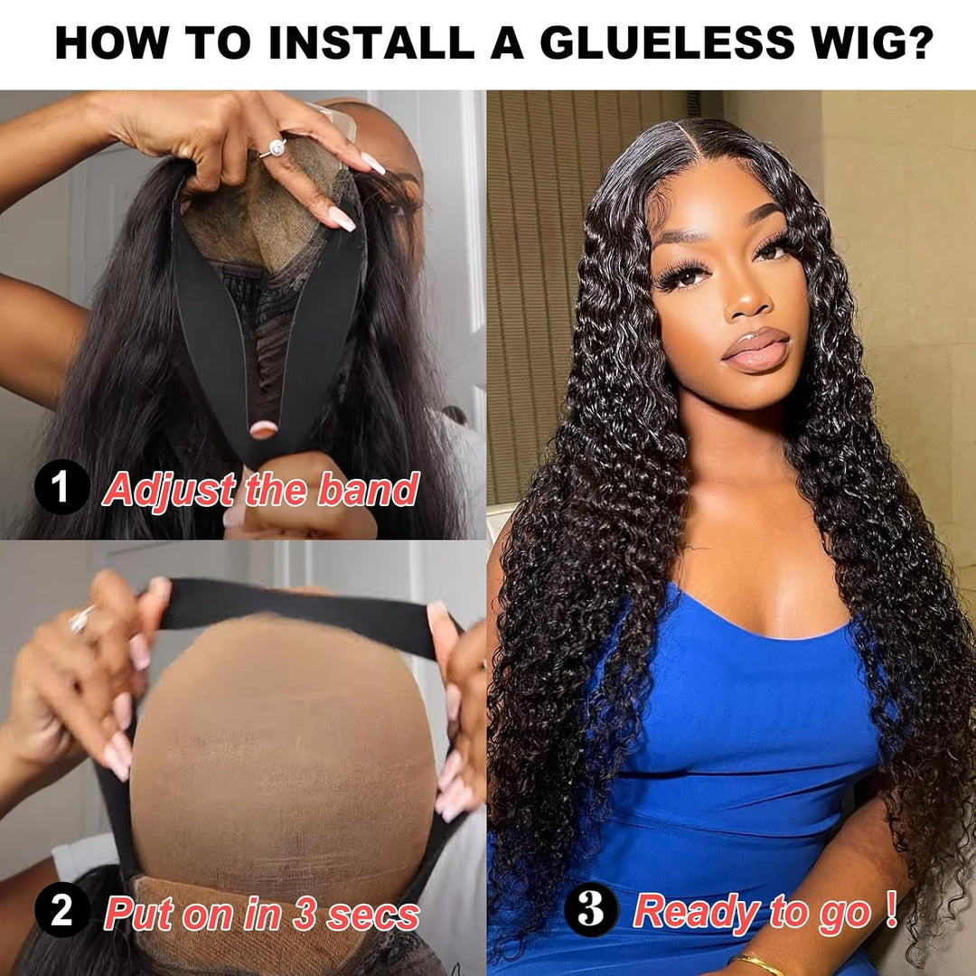 5x5 Glueless Human Hair Wig with 180% Density, 18 Zoll Tiefe Welle Echthaar Perücke für Damen, 100%