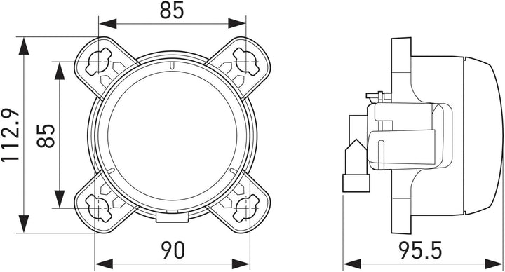 HELLA 1K0 247 043-097 DE/FF-Hauptscheinwerfer - 90mm Performance - 24V - rund - Referenzzahl: 12.5 -