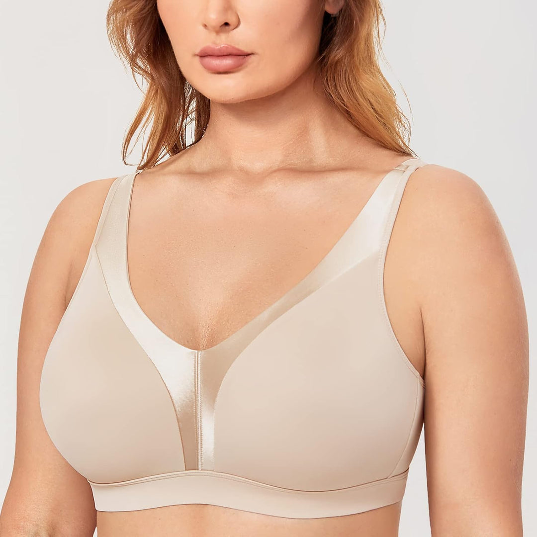DELIMIRA Damen BH ohne Bügel Grosse Grössen Volle Abdeckung Glatter ohne Einlagen