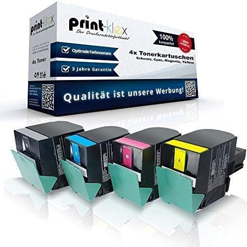 4X Print-Klex Tonerkartuschen kompatibel für Lexmark CX317 CX317dn CX417de CX517de 71B20K0 71B20C0 7
