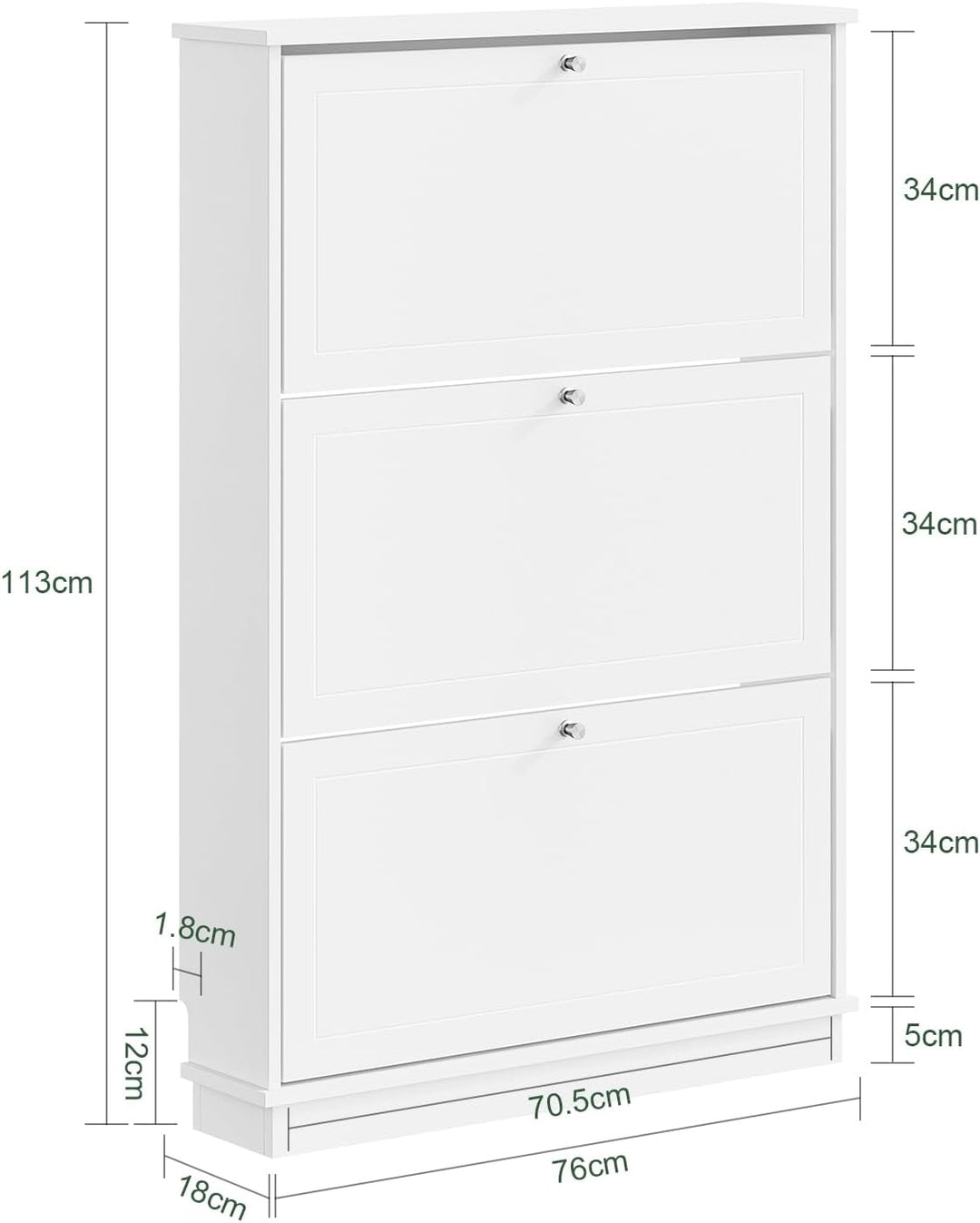 SoBuy Schuhschrank Schmal - Extrem Schmal 18Cm, Passt Grosse Schuhe Bis EU 47, Schmaler Schuhschrank