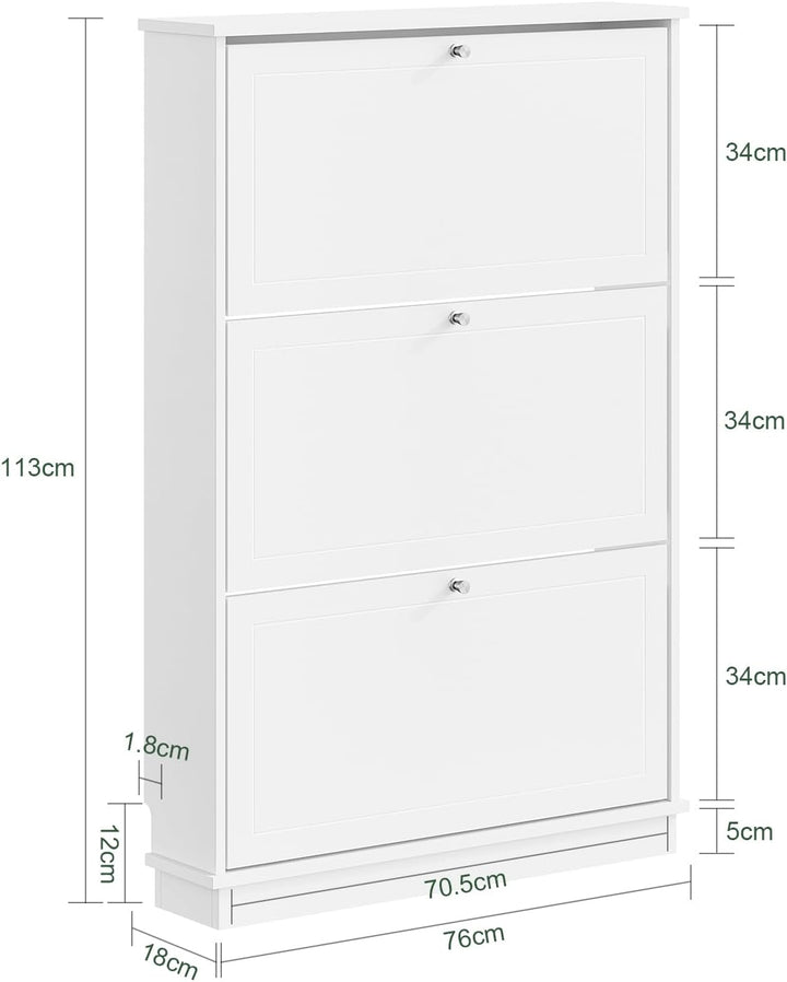 SoBuy Schuhschrank Schmal - Extrem Schmal 18Cm, Passt Grosse Schuhe Bis EU 47, Schmaler Schuhschrank