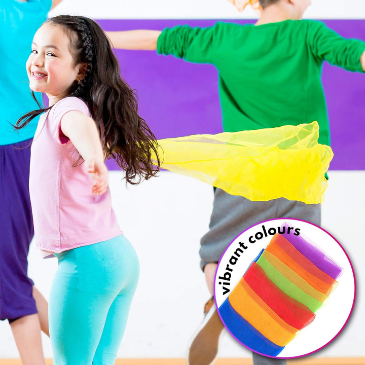 THE TWIDDLERS 32 Tanztücher Gymnastiktücher Jongliertücher Seidentücher für Kinder, Kindergarten & K