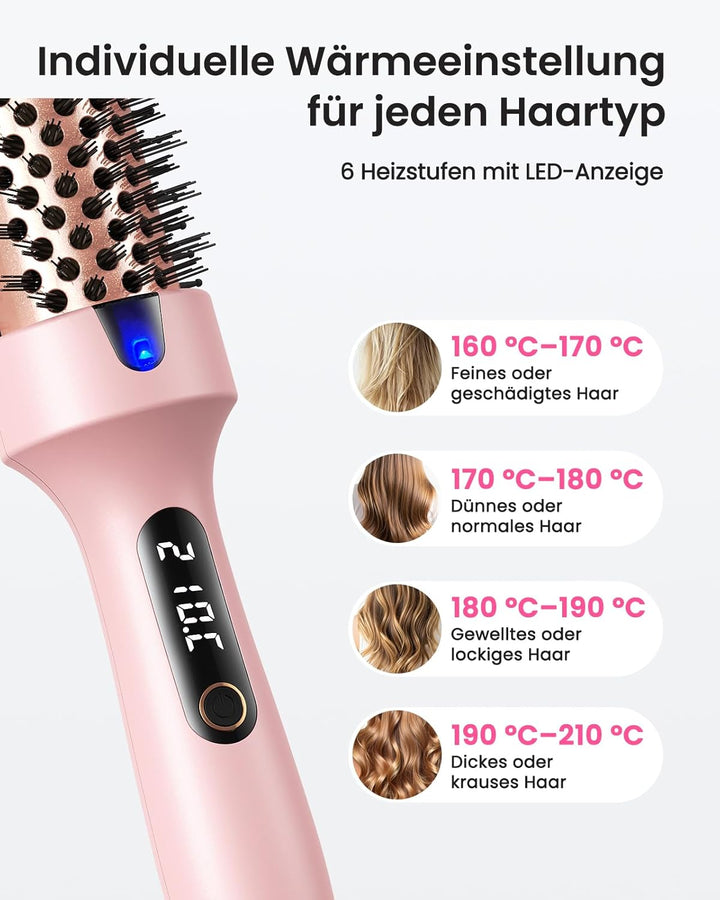 Haokoo Thermobürste 38mm für Volumen &amp; Blowout Look, Ionische Stylingbürste | 6 Temperaturstufen 160