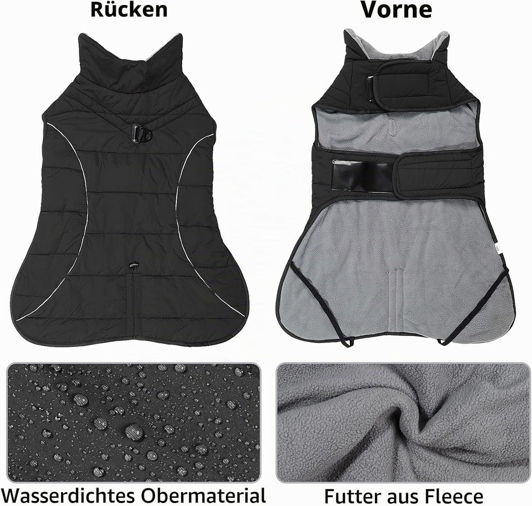 HEYWEAN Mantel Hund Wasserdicht Hundemantel Warm Winter Hundejacke Fleece Hunde Pullover Wintermante