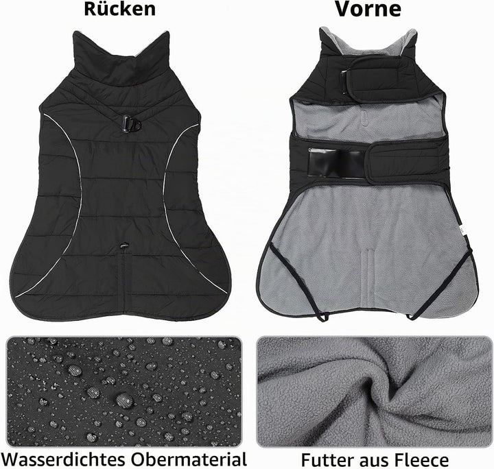 HEYWEAN Mantel Hund Wasserdicht Hundemantel Warm Winter Hundejacke Fleece Hunde Pullover Wintermante