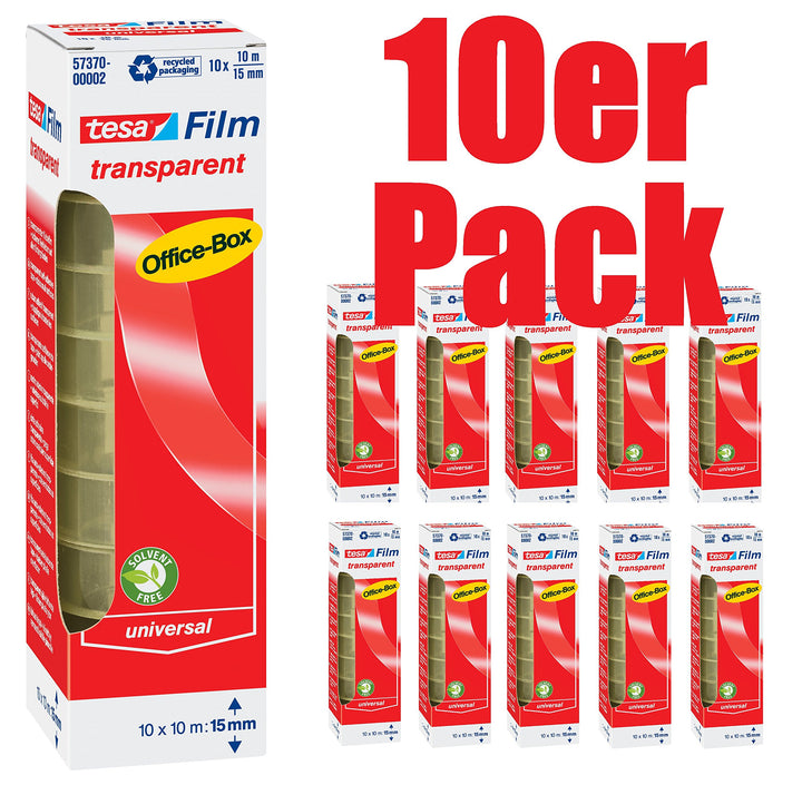 4er Sparpack tesafilm transparent, 10m x 15mm, 40 Rollen (10er Packung 10m:15mm) 10er Packung 10m:15