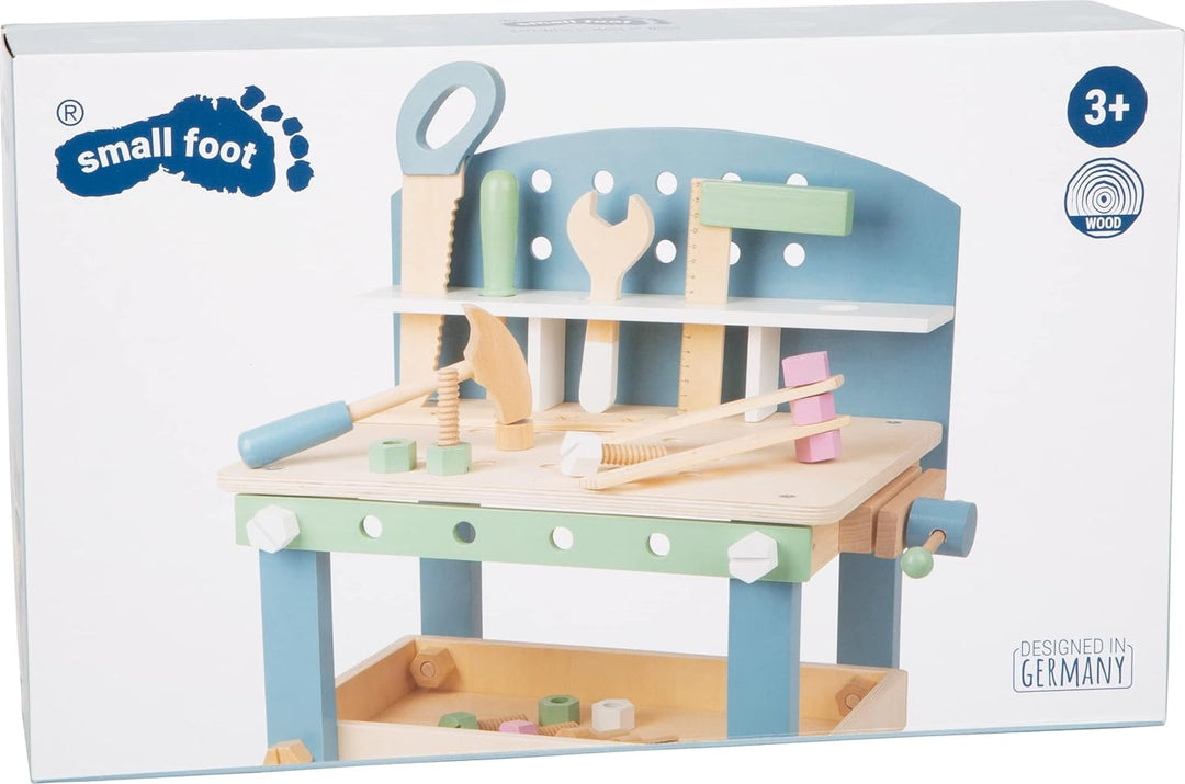 small foot Werkbank "Nordic" Kompakt aus Holz, Kinder Werkbank mit Werkzeug und Zubehör, ab 3 Jahren