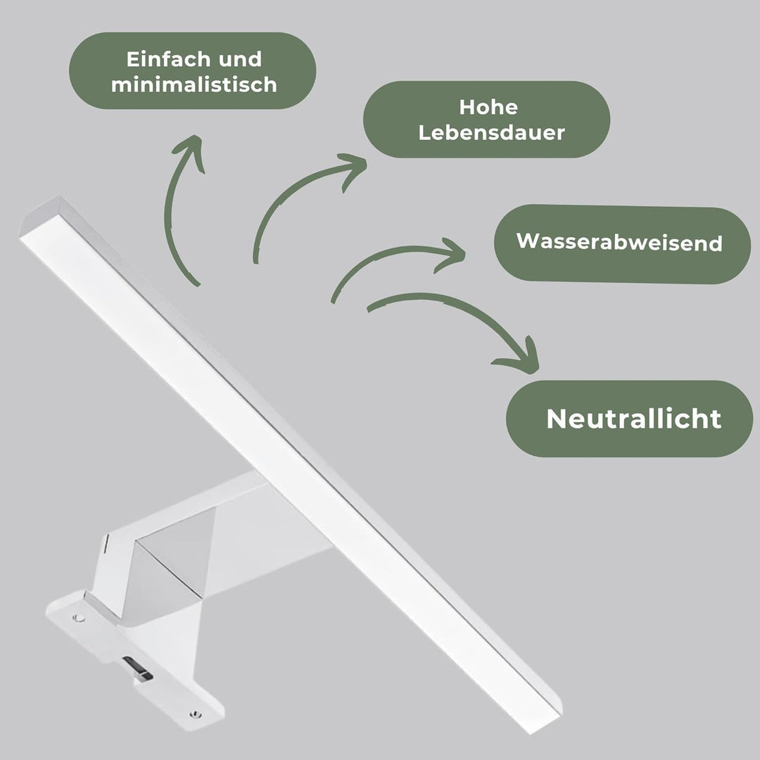 Badspiegel Weiss mit Beleuchtung 60x70 cm Badezimmerspiegel Wandspiegel mit Ablage LED-Spiegel Neutr
