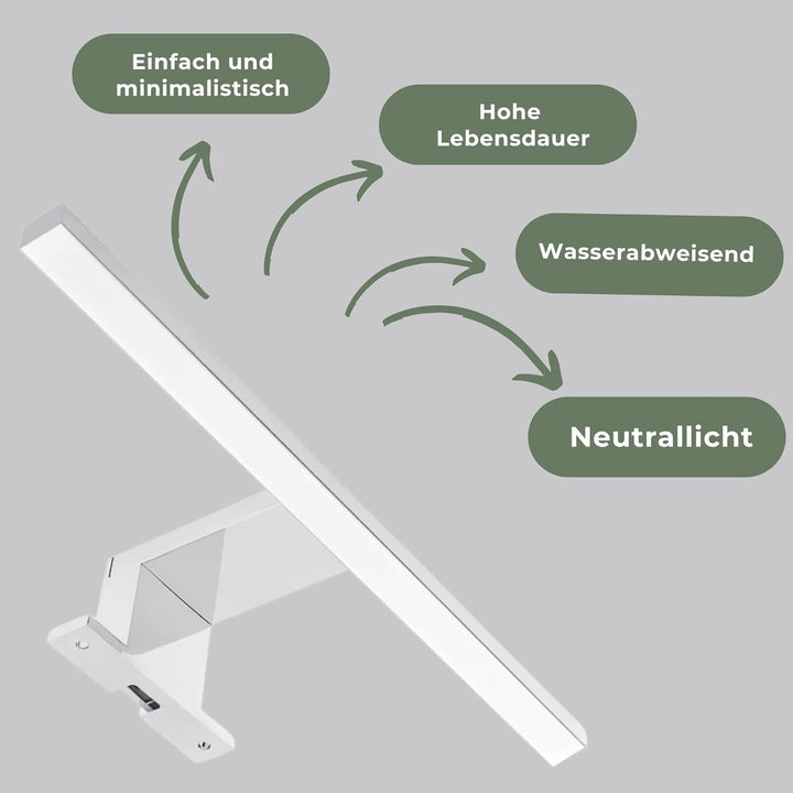 Badspiegel Weiss mit Beleuchtung 60x70 cm Badezimmerspiegel Wandspiegel mit Ablage LED-Spiegel Neutr