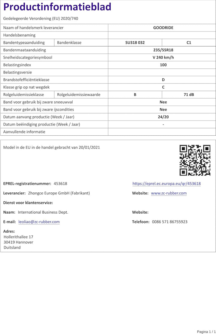 Goodride SU318-235/55R18 100V - Sommerreifen