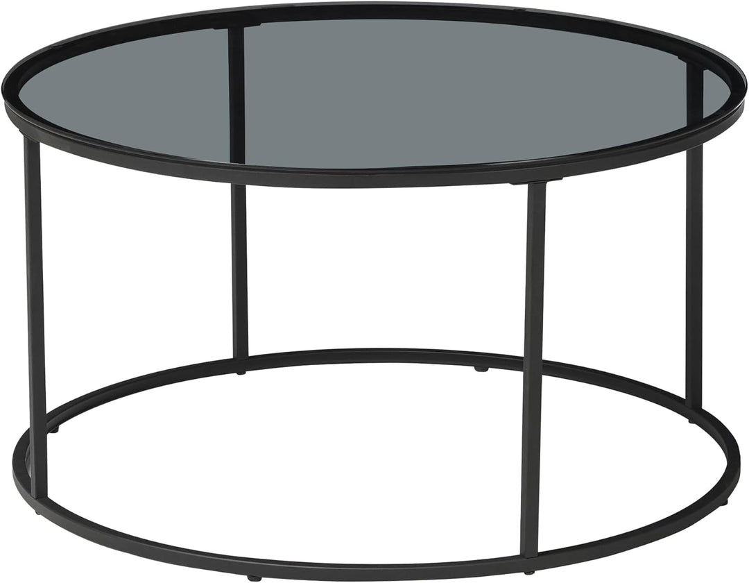 [en.casa] Couchtisch Kolari 45 x 80 cm Beistelltisch Wohnzimmertisch Glastisch Sofatisch rund Rauchg