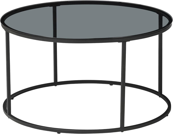 [en.casa] Couchtisch Kolari 45 x 80 cm Beistelltisch Wohnzimmertisch Glastisch Sofatisch rund Rauchg